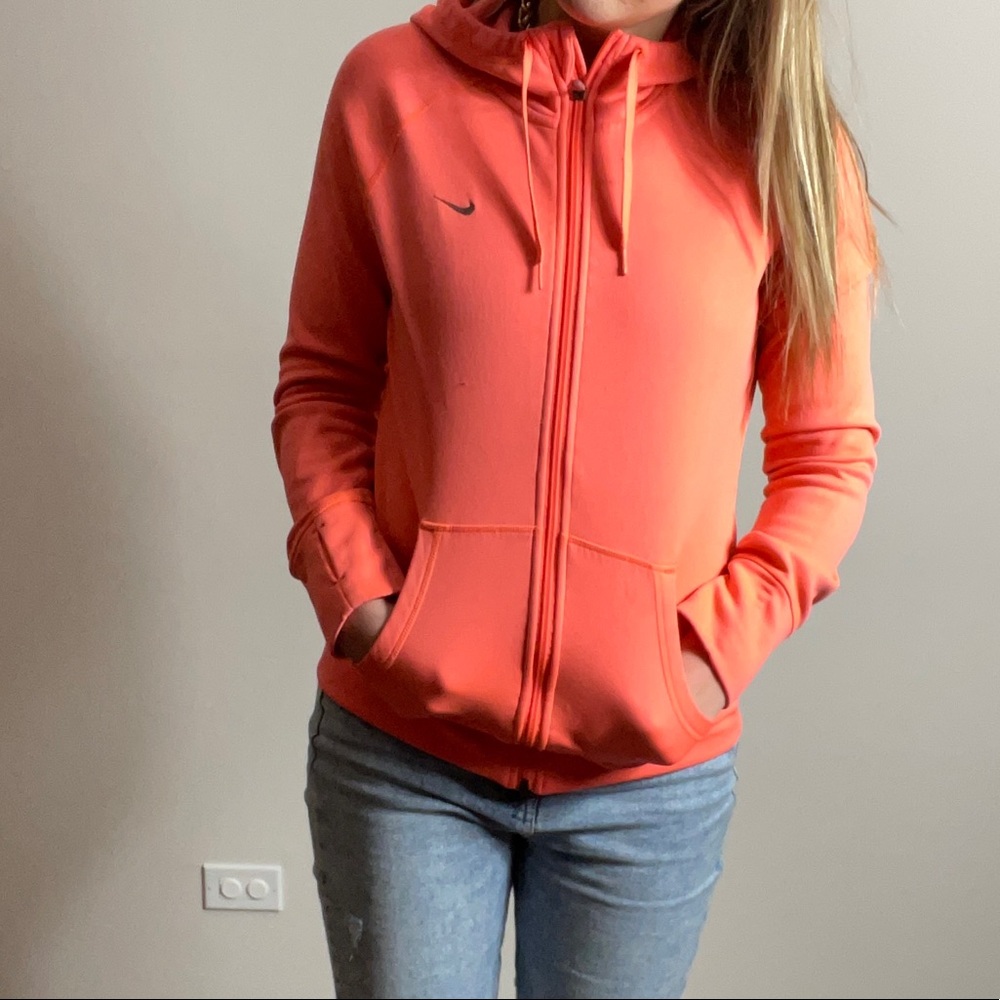 NIKE Neon Orange Zip Up Hoodie